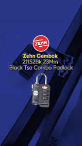 Zehn Gembok 21152Bk 23Mm Black Tsa Combo Padlock