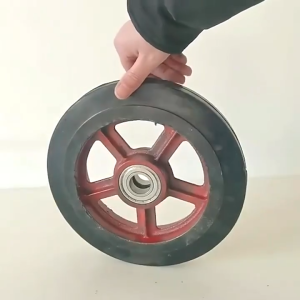 【Ready Stock】Heavy Duty Push Cart Wheel Steel Body Rubber Wheel 6 8 inch Caster Wheel 20mm Bearing Hole