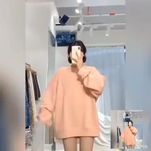 Kasual Wanita Versi Pasangan Warna Solid Sweater Korea Longgar Leher Bulat Sweater Atasan Lengan Panjang Pria