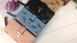 dompet letisha panjang wanita / Dompet Wanita / Dompet Wanita Terbaru 2020 / Dompet Wanita Panjang Fashion Korea Leaf Gold Pattern / Motif Daun Emas / Warna Coklat Hitam Cream Biru Pink
