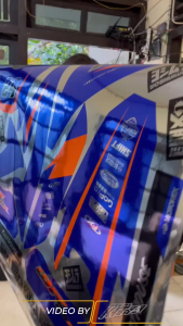 Stiker Desain Motor Yamaha WR 155 Motif Custom Biru List Oren Chrome Silver