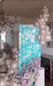 Party Backdrop Curtain For Birthday Background Decoration Shimmer Sequins Background Wall 30x30cm