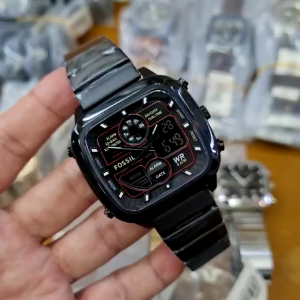 [Promo] Jam Tangan Pria FS 5891 / FS5891 Retro Analog-Digital Black Stainless Steel Original Garansi 2 Tahun [✔COD][100% Authentic]