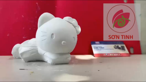 Tượng tô màu Hello Kitty nằm chơi E1 tô tượng thạch cao (Không kèm màu) luyện vẽ tượng trắng decor
