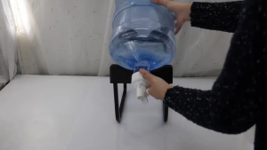 WINGS Detachable Bracket Bottled Water Drinking Bucket Dispenser Stand With Faucet Storage Rack (Black/White)