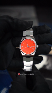 Jam Tangan Wanita Alexandre Christie Classic AC 8697 LDBSSOR Orange Dial Silver Stainless Steel Strap