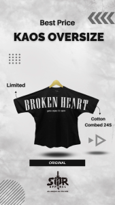SMR APPAREL - Kaos Oversize BROKEN HEART Katun Combed 24s Pria & Wanita