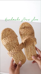 รองเท้าสานผักตบชวา รองเท้าสานสําหรับผู้หญิง รองเท้าสานส้นแบน รองเท้าแตะ รองเท้าผู้หญิง