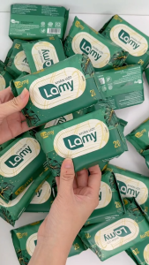 KHO BÌNH THẠNH_Thùng 90 gói khăn ướt Lamy không mùi không cồn cho bé gói 20 tờ