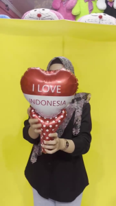 Balon Foil Pentungan Love Dan Bulat Glosy Dekorasi Hut RI