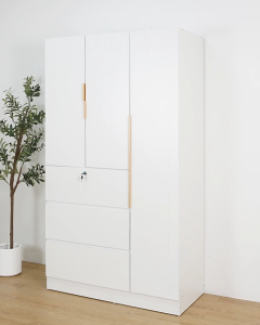MUSE Design VIDA 3 Door 3 Drawers Soft Closing Wardrobe-White