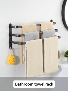 MEIDOO Toilet bathroom towel rack punch-free hanger rack wall hanging with hook multi-function rack towel bar