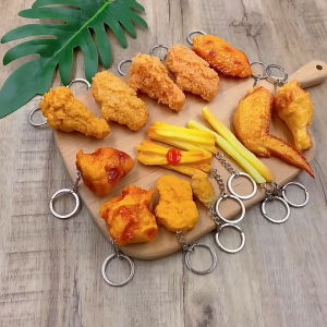 YAFEN Funny Fried Chicken Leg Chicken Wing Keychain Creative Mini Simulation Food Pendant With Key Ring For Handbag Purse Accessories