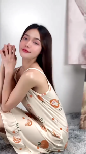 น่ารัก กระโปรง ชุดนอนสายเดี่ยวกระโปรง ผ้านิ่ม ใส่สบาย ลายพิมพ์บางเฉียบ ใส่ได้ทั้งคนผอมและคนอ้วน Q341