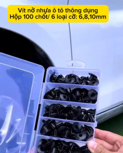 AUTOFun Hộp 100 Ốc vít Chốt Nở Nhựa Cho Ô Tô Xe Máy