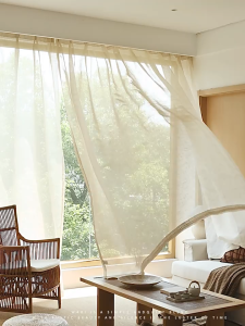  TISAS 1pc Elegant Sheer Curtain for Living Room AestheticWindowNot Affect Daylighting for Bedroom and Living RoomSoft Filtering DaylightLinen Polyester Mixed Weaving Fabric