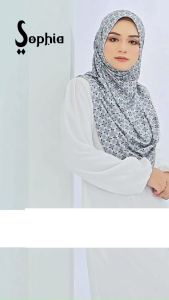 SOPHIA PINTED | TUDUNG INSTANT PIN-LESS HIJAB | ADJUSTALBE AWNING & DAGU | 100% INSTANT HIJAB