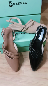 Queenza Oliv Flat Mules wanita flat sandal