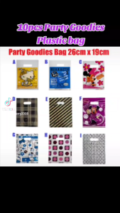 (Msia Stock) 10pcs Cartoon Birthday Party Goodies Bag 26x19cm Gift Bags Candy Plastic Packing Kids Party Accessories Beg Parti 袋子 礼物袋