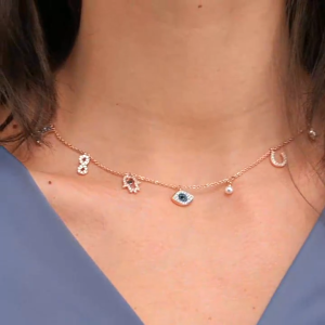 Gold 916 original Malaya niche exquisite Devils Eye necklace free box