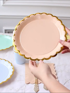 7 Inch Disposable Paper Plate Party Tableware Plates Tissue for Festival Wedding Birthday Party Supplies