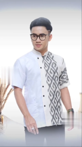 Kemeja Tenun Lengan Pendek / Hem Lukman / Hem Tenun Tradisional / Koko Tenun Kerah Shanghai