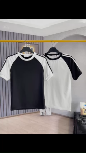 Áo thun nam cổ tròn vải cotton co giãn thoáng mát phối hoạ tiết vai lệch gấu trẻ trung sang trọng mẫu-ATC77SHOP