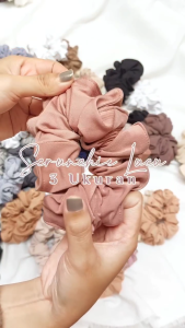 SCRUNCHIE 3 UKURAN / Cepol Rambut Premium Size Jumbo Medium Mini / Ikat Rambut Besar Sedang Kecil / Penambah Volume Hijab / Silk Scruncie /