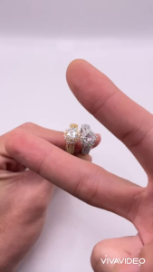 Nhẫn đính đá Nhẫn hột xoàn đá cao Titan không phai không rỉ sét màu 18k và bạch kim mã 19