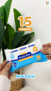 Moose Gear Baby Wipes Premium Antibacterial 15sheets TRAVEL PACK Kills 99.9% Germs Thick & Soft
