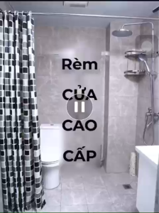 [HCM]Rèm Phòng Tắm / Rèm Cửa Sổ Trắng trong họa tiết kẻ 180cm X 180cm Loại 1( Ảnh + Video thật )
