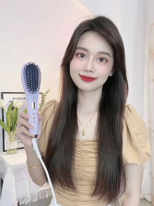 Akiracosme Ceramic Negative ion 4D Hair Straightener Comb Straightening Beard Brush LCD Display for Men Hair Styling Beauty Tools