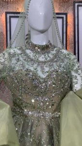 Baju Pengantin Sequin Crinolin Lengan Daun