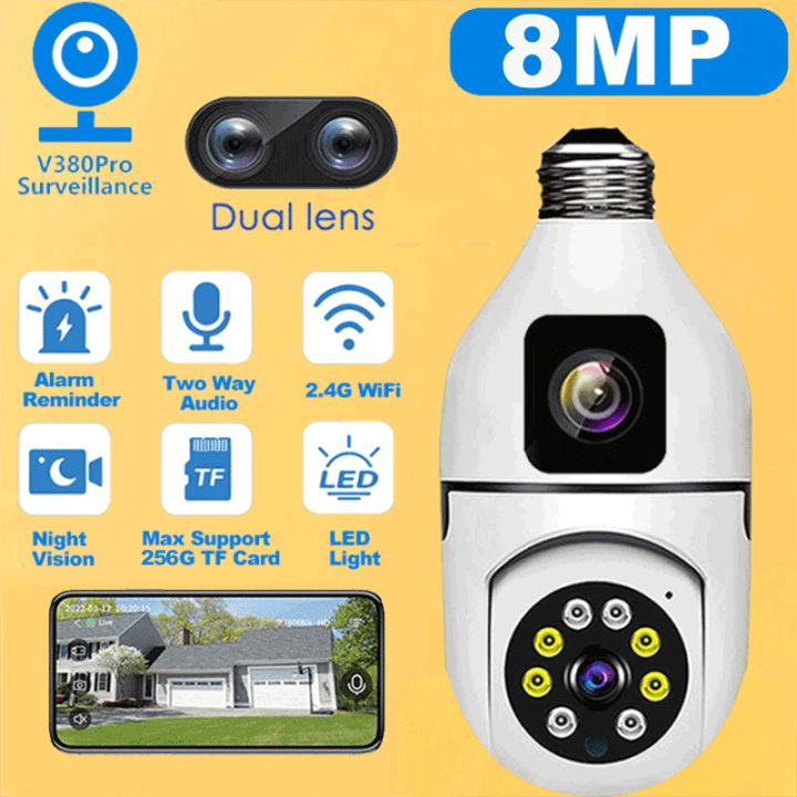 V380 Pro 5G CCTV Camera 8MP Bulb CameraV380 PRO Dual Lens Bulb CCTV ...