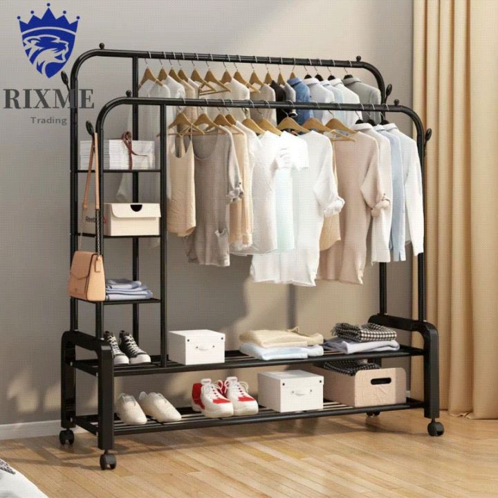 Drying rack floor balcony household drying clothes rack moveable