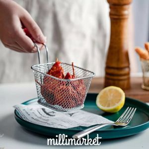 Stainless Fries Basket Strainer  SILVER TRAPEZE /saringan gorengan kentang/keranjang saji