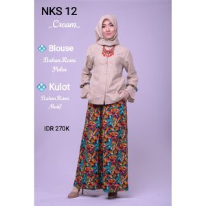 NKS 12 SET STELAN KULOT BLOUSE NIBRAS