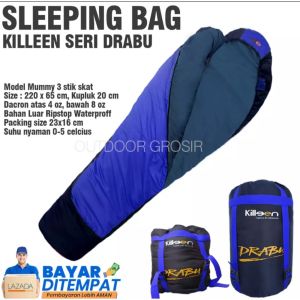 Sleeping Bag Killeen Seri Drabu Model Mummy Waterproof Tebal dan Hangat - Sleping Bag - Sliping Bag