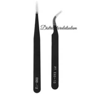 PINSET EYELASH EXTENSION STANLIS STEEL LURUS DAN BENGKOK WARNA HITAM