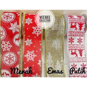 Pita Motif Natal 6cm goni motif tile motif/ pita roll natal/ ribbon