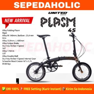Sepeda Lipat UNITED PLASM 4S 16 Inch Alloy Internal Gear 4 Speed Garansi Resmi 5 Tahun