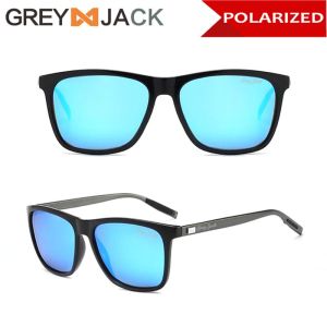 Grey Jack Sunglasses Kacamata Hitam Anti UV Polarized Aluminium magnesium Style Kotak Simple Fashion Pria Terbaru 6108