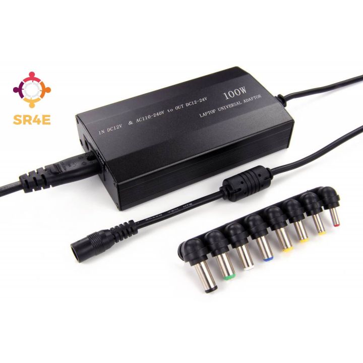 Adaptor laptop 100 watt 12v-24v 9in1 Usb ac dc for car home