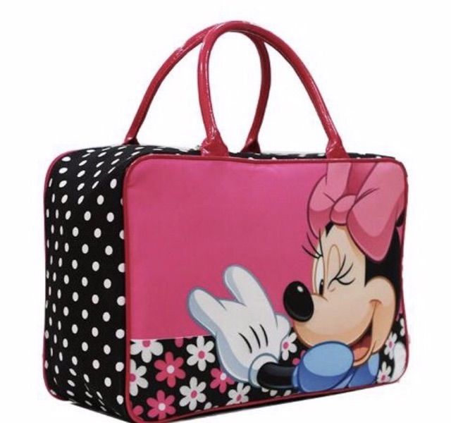 Tas travel bag kanvas mickey minnie mouse pink HIGH QUALITY