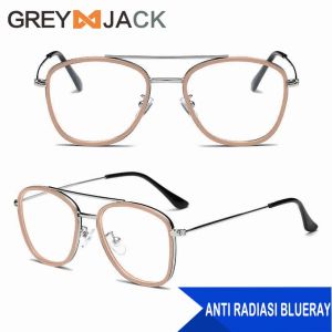 Grey Jack Kacamata Antiradiasi Blueray Style Aviator Kotak Simple Metal Fashion Wanita dan Pria Terbaru 2622