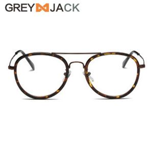 Grey Jack Frame Kacamata Antiradiasi Blueray Style Aviator Oval Metal Trendy Fashion Wanita dan Pria Terbaru 98029