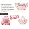 Mainan Tenda Anak Terowongan 4 in 1 + Kolam + Ring Basket Mainan Keranjang Mandi Bola Anak. 