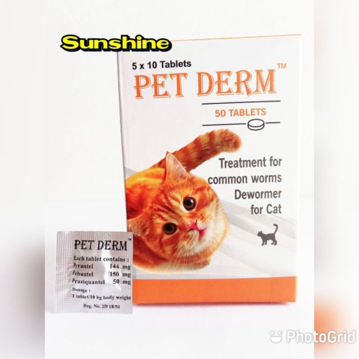 Obat Cacing Kucing Petderm 1 Tablet - Pet Derm Cat Dewormer