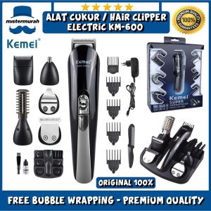 (BISA COD) KM-600 KEMEI 600 Mesin Alat Cukur Listrik Rambut Kumis / CLIPPER SHAVER 6 IN 1 LENGKAP