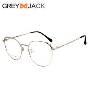Grey Jack Frame Kacamata Antiradiasi Metal Korean Style Retro Oval Simple Fashion Pria dan Wanita Terbaru 9463